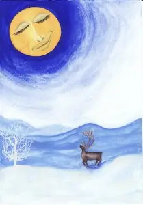 Jul -Natale - Christmas - La renna e la luna - The reindeer and the moon - Renen och månen